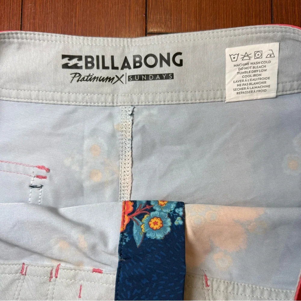 Billabong Men's Floral Swim Shorts - Blue and‎ Orange